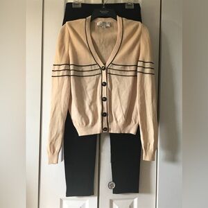 St John Collection Sweater And Pants Set Beige/Black Sizes S & 4 Vintage READ